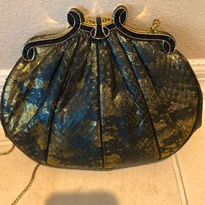 Stunning vintage Judith Leiber Swarovski crystal genuine python snakeskin lace